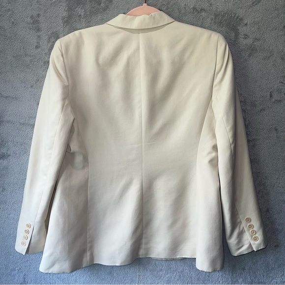 Lauren Ralph Lauren LRL Cream Blazer Faux Pockets 12P Petite Career Work Office - Picture 2 of 16